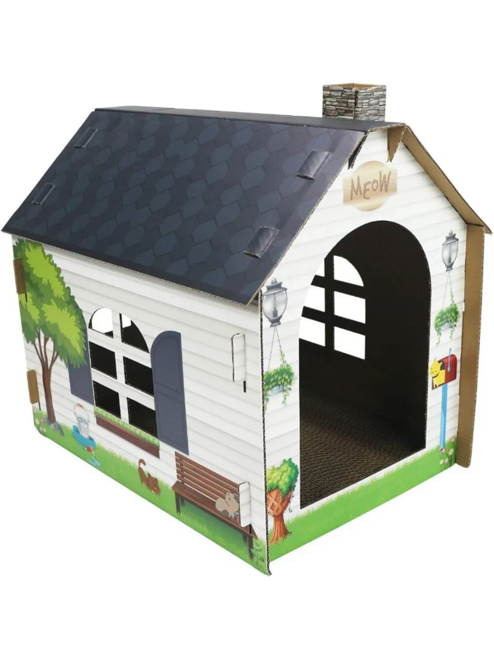 Cozy Cat House Hideaway Playhouse with Scratching Pad - 19